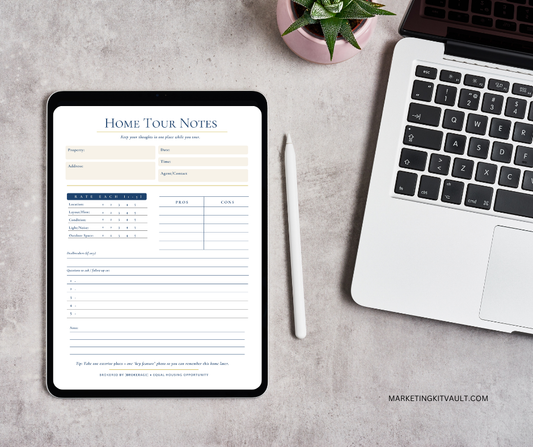Home Tour Notes Sheet (Canva + Printable PDF)