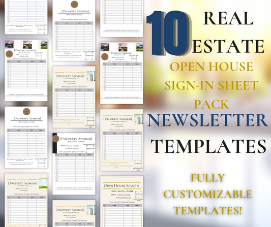 Open House Sign-In Sheet Pack — 10 Canva Templates