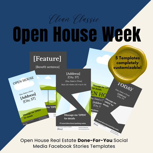 Open House Week Kit — Real Estate Canva Templates + Copy Pack