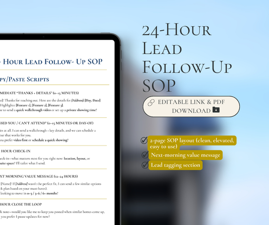 24-Hour Lead Follow-Up SOP — Real Estate Scripts + Timeline